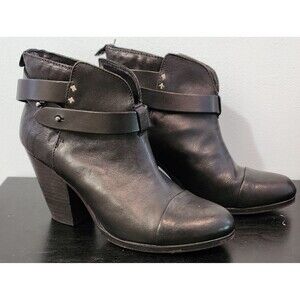 RAG & BONE Womens Black Leather Ankle Heel Boots Booties Size 7 (37 1\2)